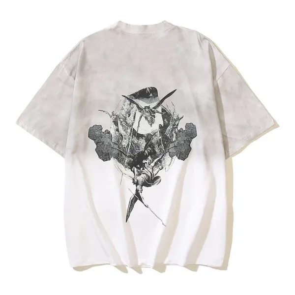 Design Graphic Print Oversized T-Shirt White - 1