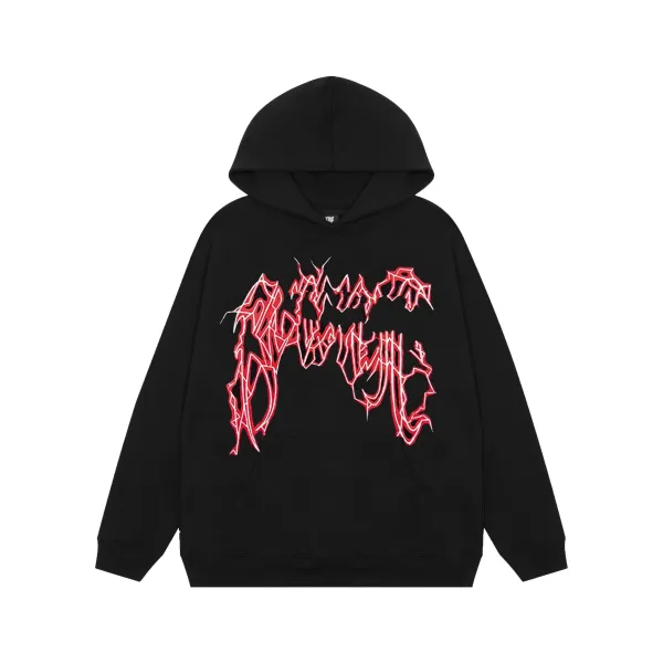 Design Distorted Script Hoodie Black - 1