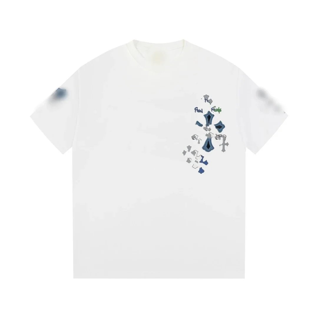 Design Fragmented Cross Print White T-Shirt