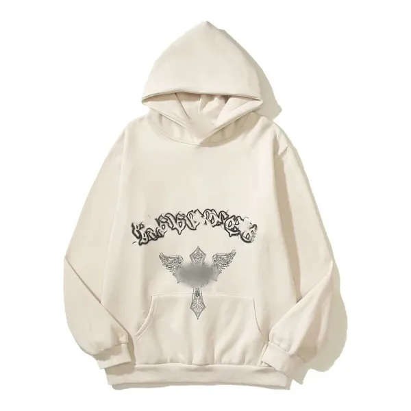 Design Graphic Cross Hoodie Beige Hoodie - 1