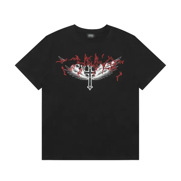 Design Winged Cross Graphic Black T-Shirt - 1
