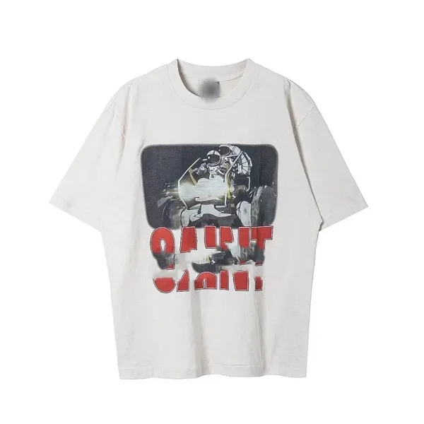Design Graphic Print Oversized T-Shirt White - 1