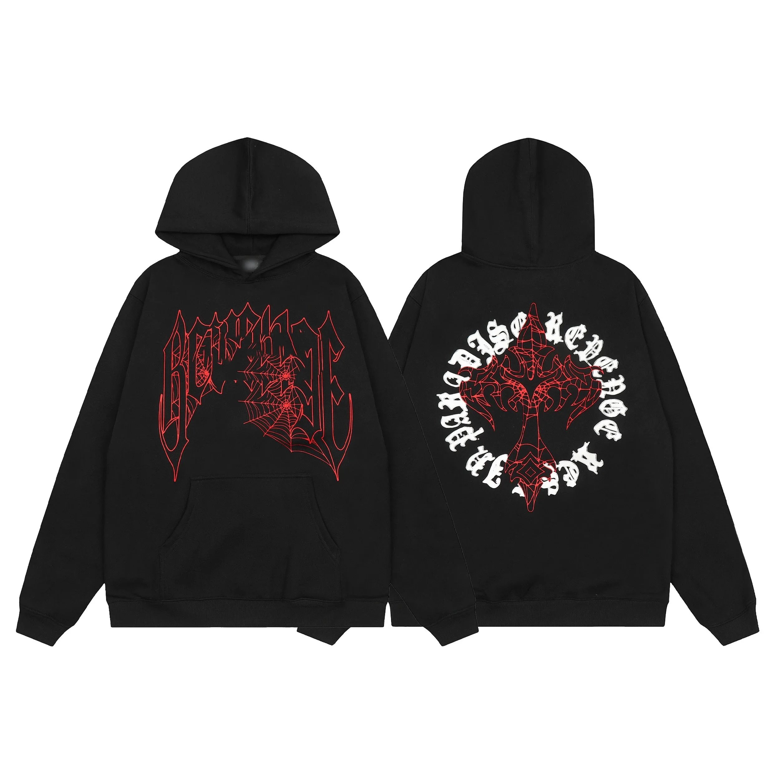 Design Spiderweb Gothic Hoodie Black