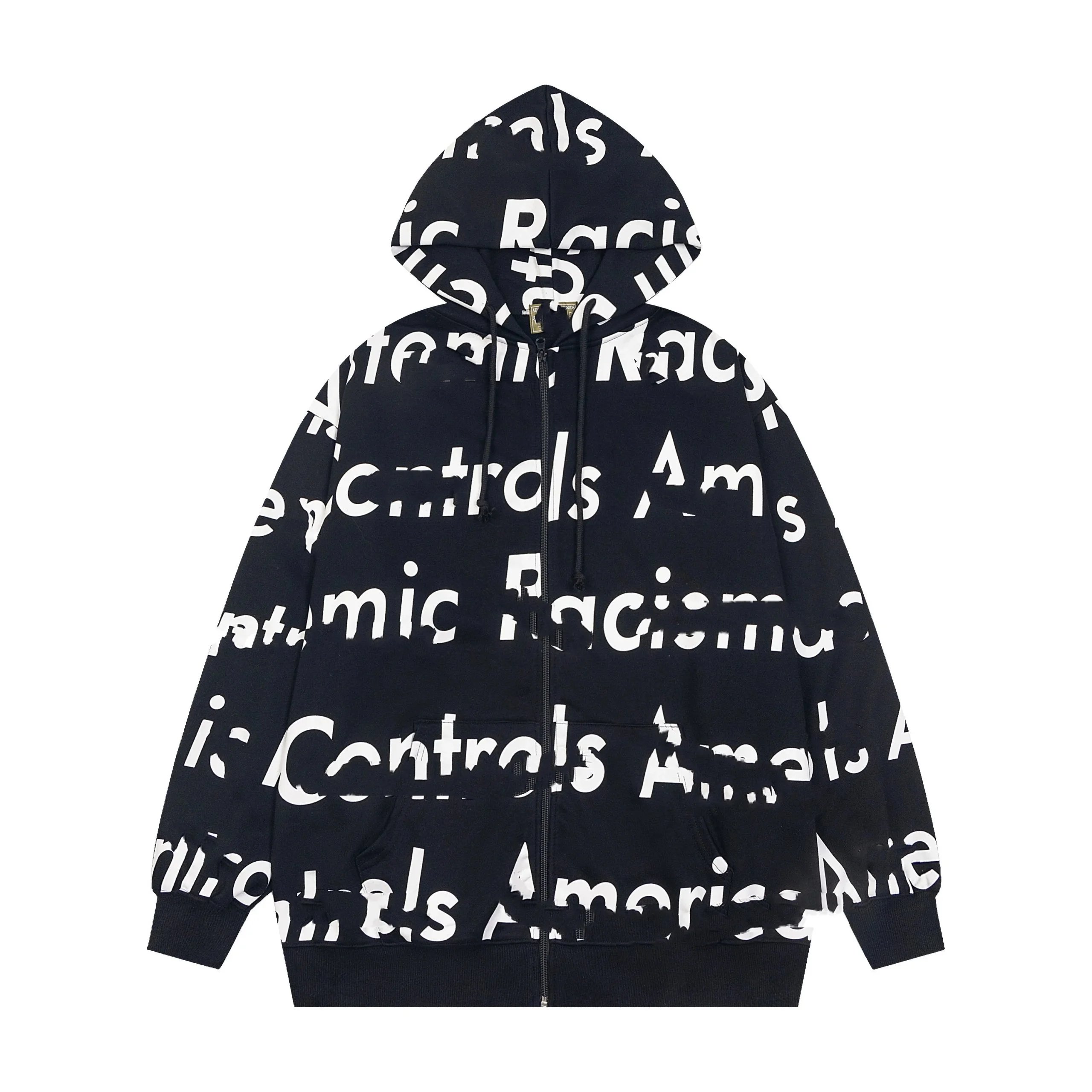 Off-White 'Systemic Racism Controls America' All-Over Print Red Zip-Up Hoodie - 2