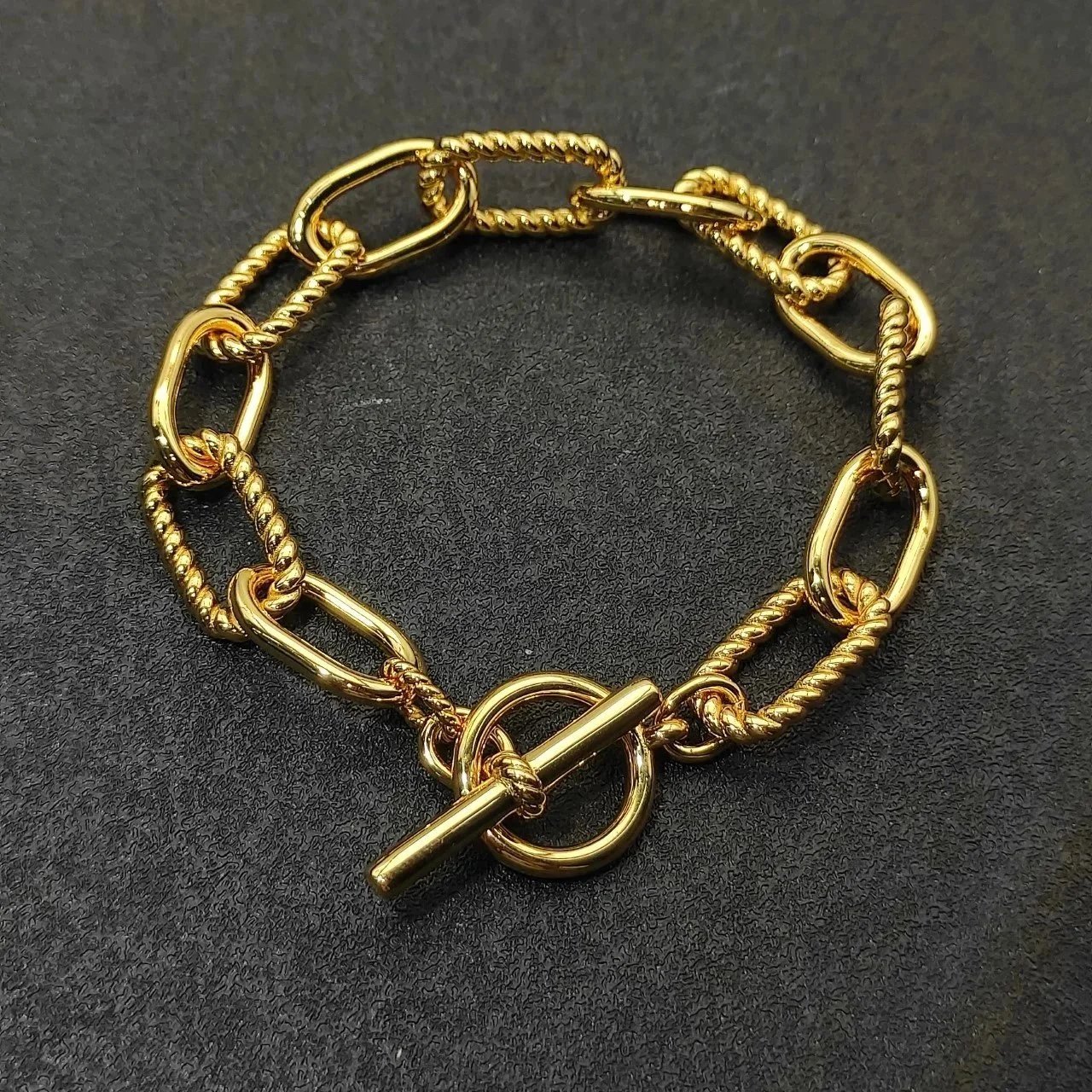 Design Cable Twist Bracelet with Gold Leaf Accent Silver Bracelet Jewelry - 2