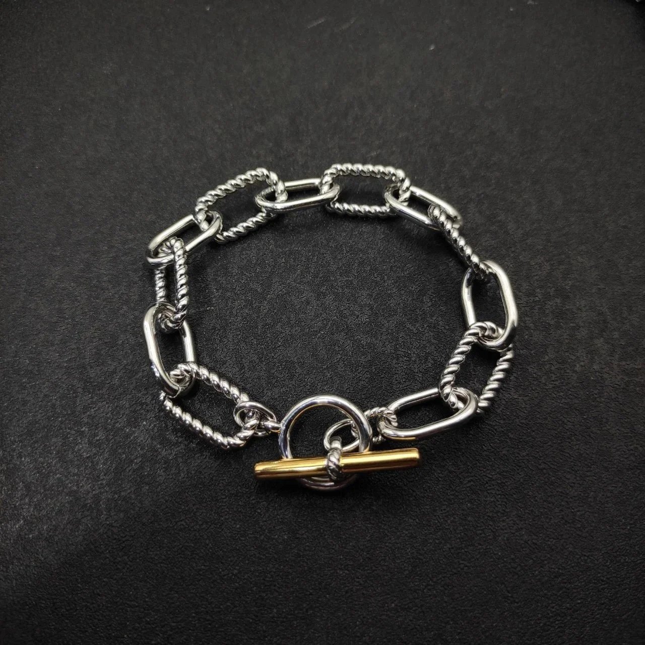 Design Cable Twist Bracelet with Gold Leaf Accent Silver Bracelet Jewelry - 3