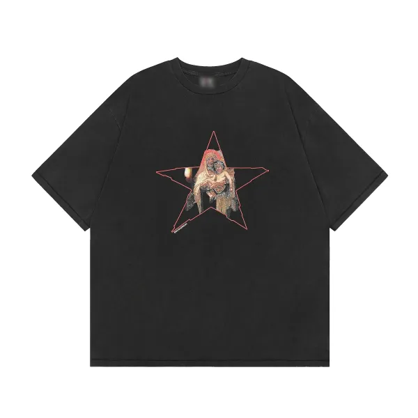 Bouguereau x Design Star Print Black Oversized T-Shirt - 1