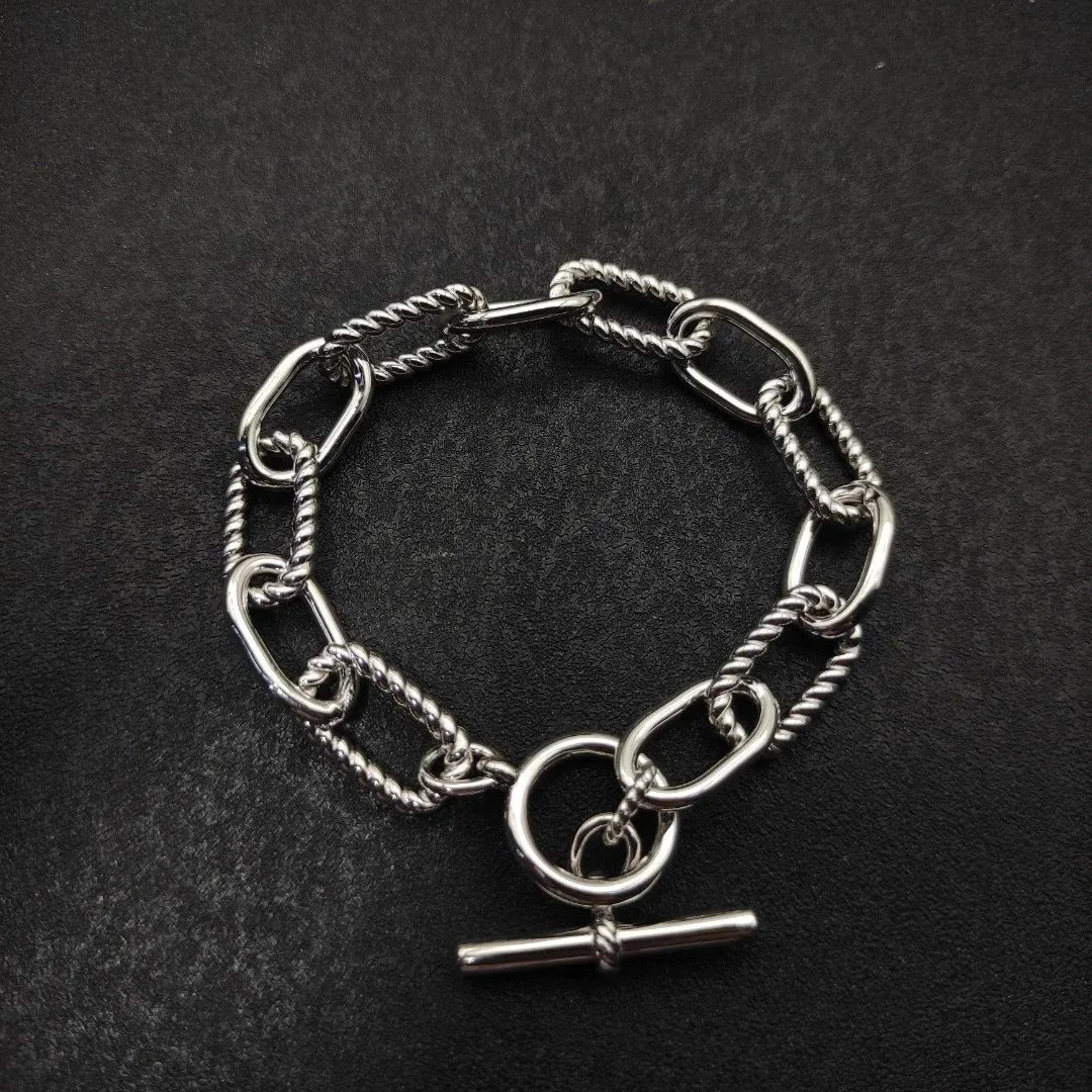 Design Cable Twist Bracelet with Gold Leaf Accent Silver Bracelet Jewelry - 13