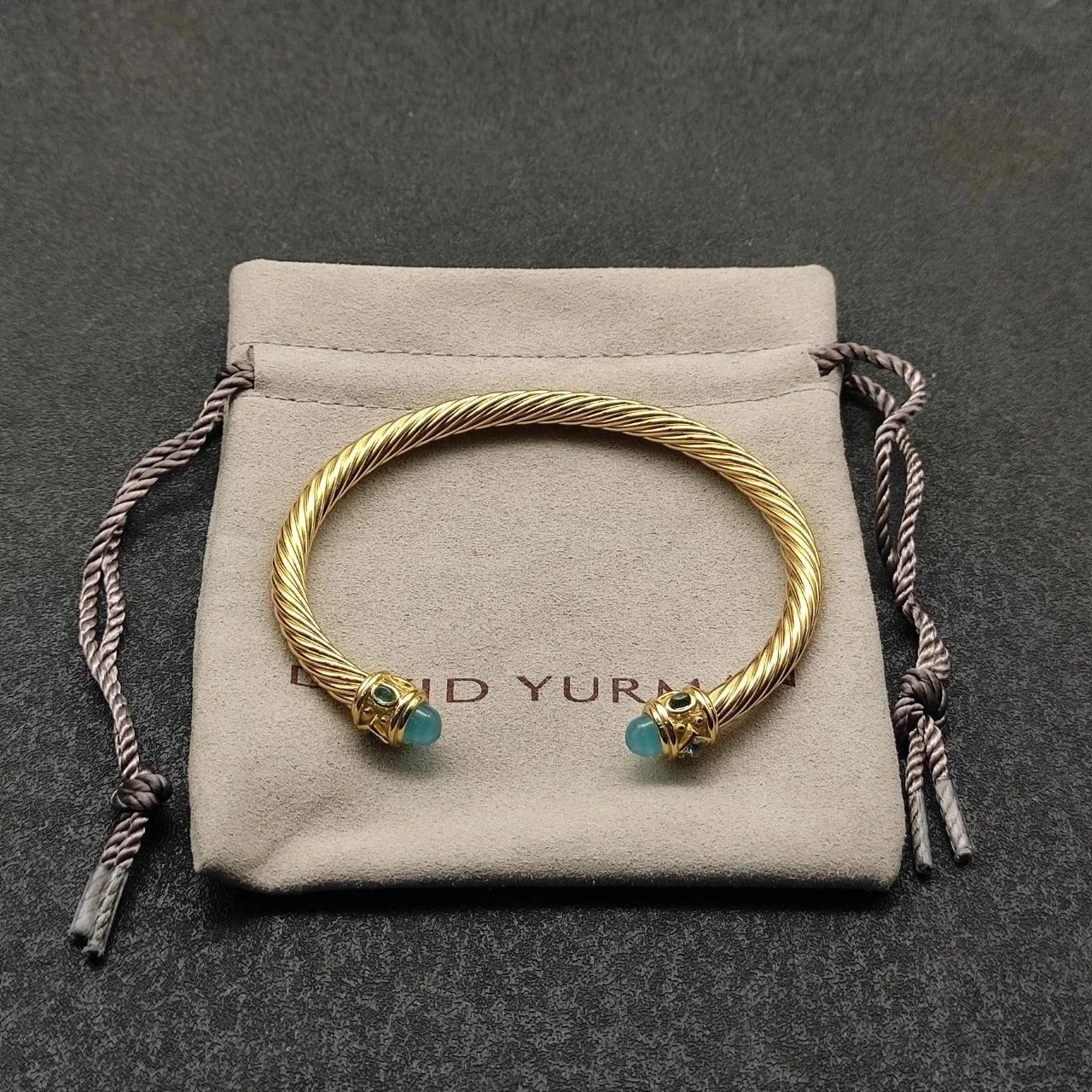 Design Cable Twist Bracelet with Pave Crystal Caps Gold Bracelet Jewelry - 11