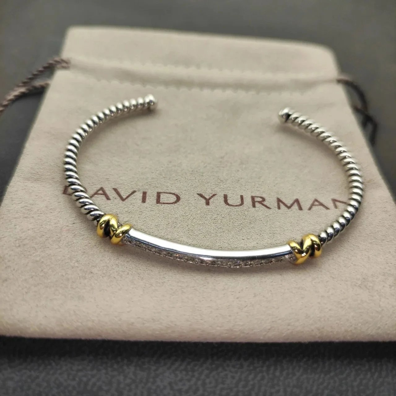 Design David Yurman Cable Classics Pave Square Bracelet Silver Jewelry - 8