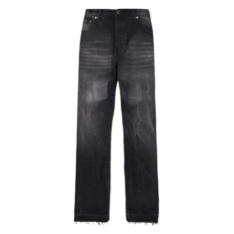 Design Graphic Print Distressed Pants White / Navy - 6