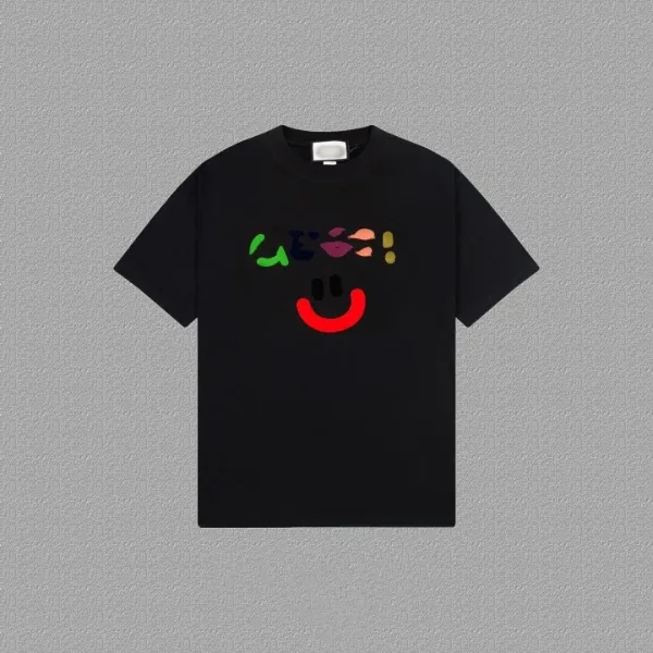 Design Smiley Face Graphic Black T-Shirt - 1