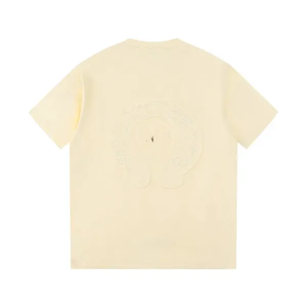 Design Embroidered Circle Motif Cream T-Shirt - 1