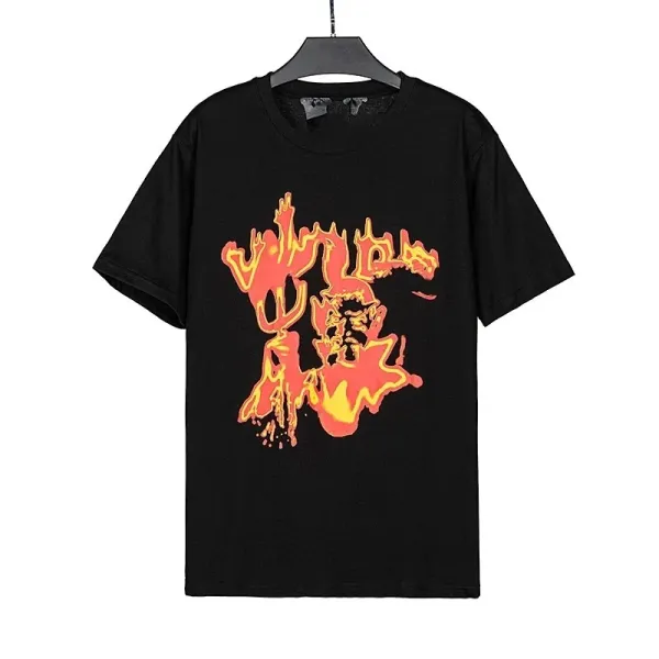 Design Flame Graphic Print Black T-Shirt - 1