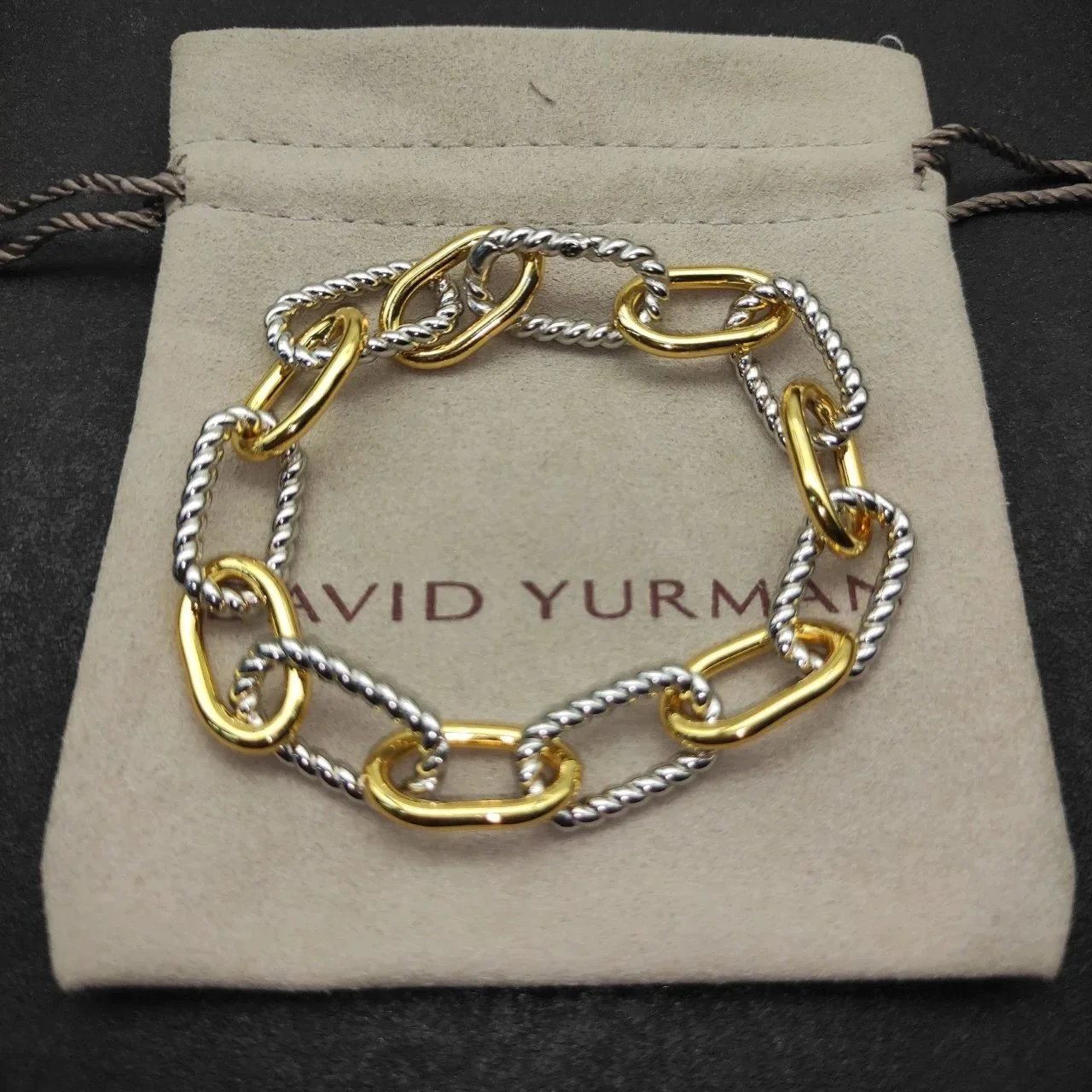 Design Cable Twist Bracelet with Gold Leaf Accent Silver Bracelet Jewelry - 4
