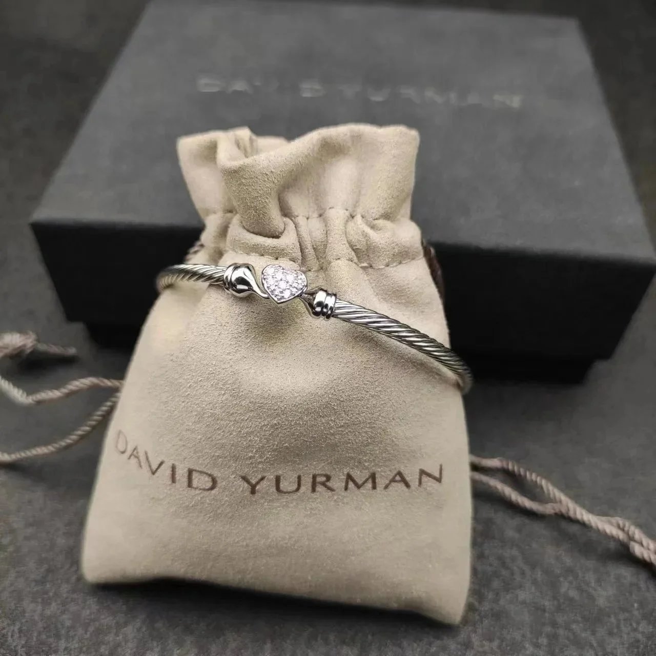 Design David Yurman Cable Classics Pave Square Bracelet Silver Jewelry - 3