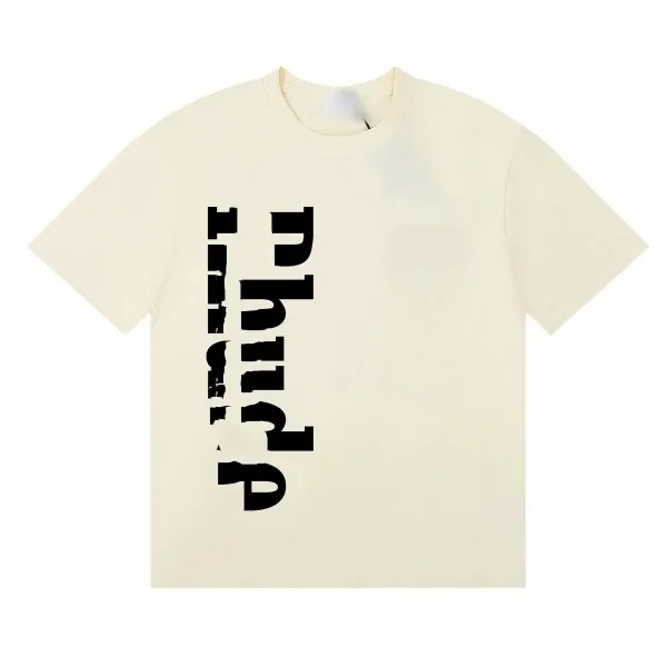 Design Vertical Text Graphic Beige T-Shirt - 1