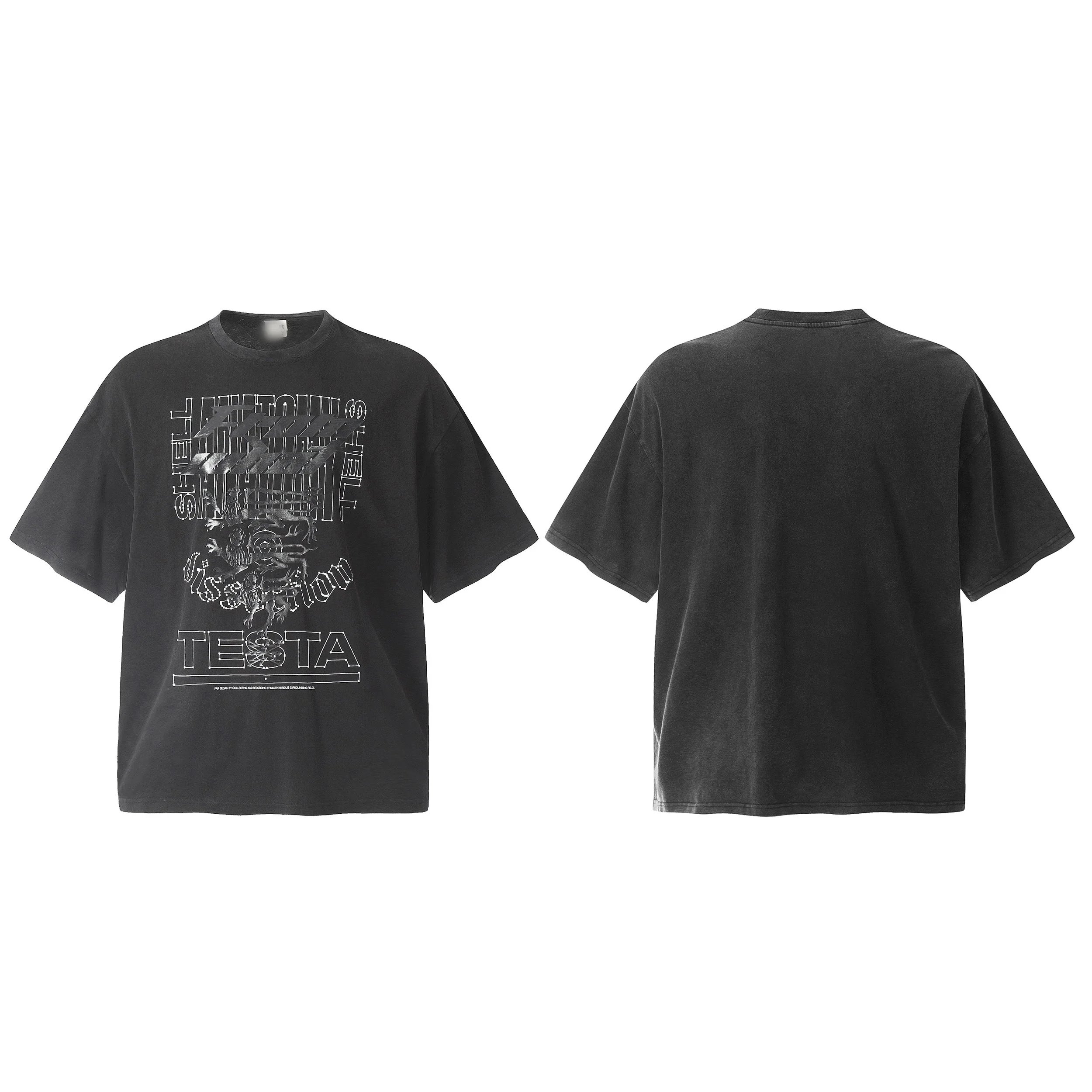 TESTA Graphic Print Washed Black