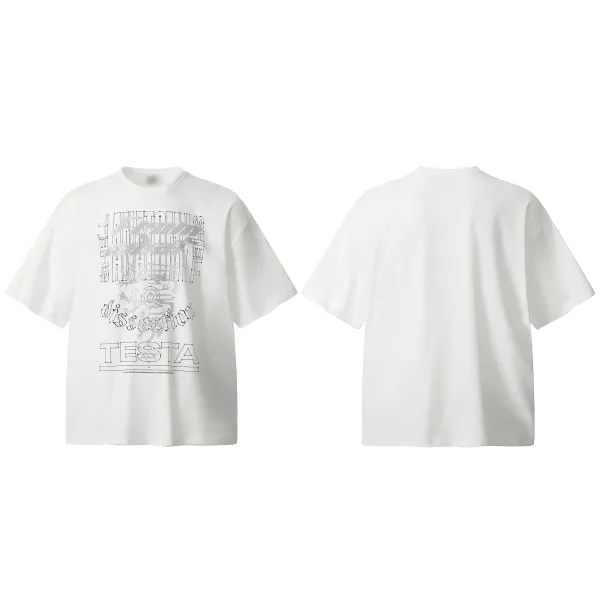 Design TESTA Graphic Print Oversized T-Shirt White - 1