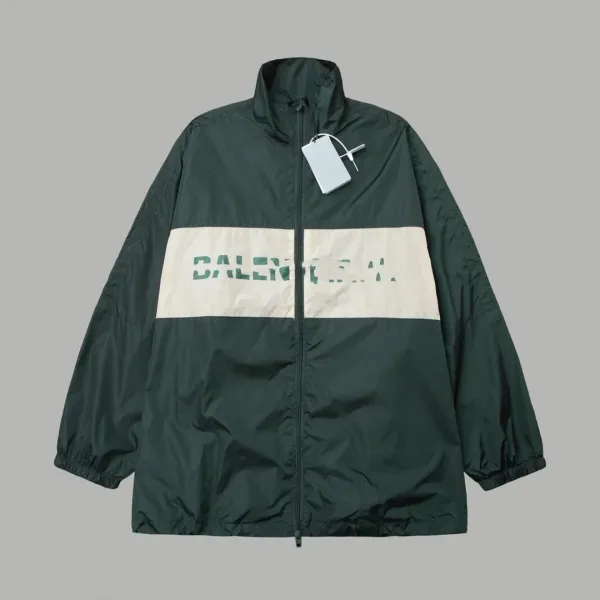 Balenciaga Logo Panel Windbreaker Army Green Outerwear.windbreaker - 1