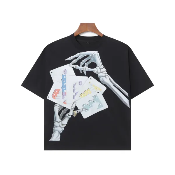 Design Skeleton Hand Playing Cards Black T-Shirt - 1