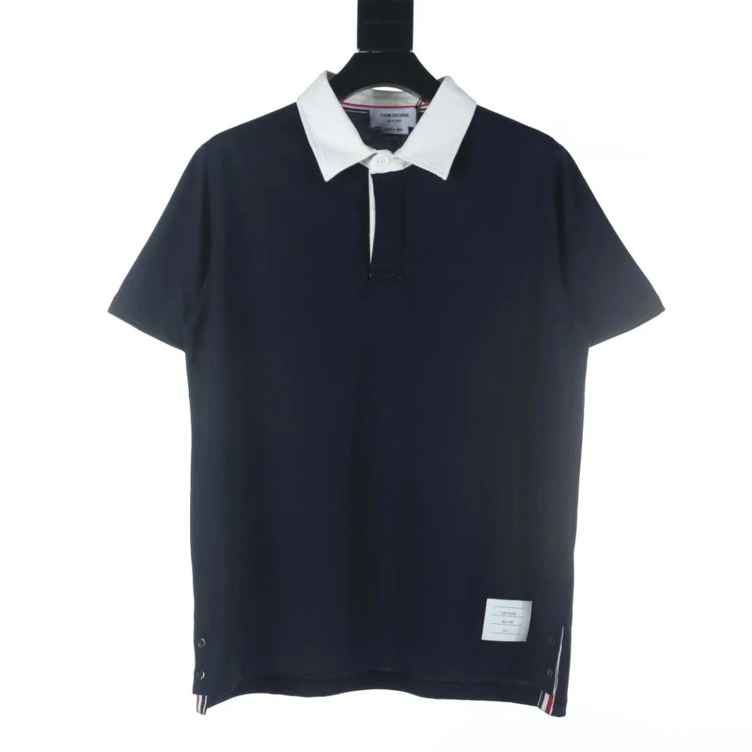 Thom Browne Classic Four-Bar Stripe Polo Navy Polo Shirt - 10