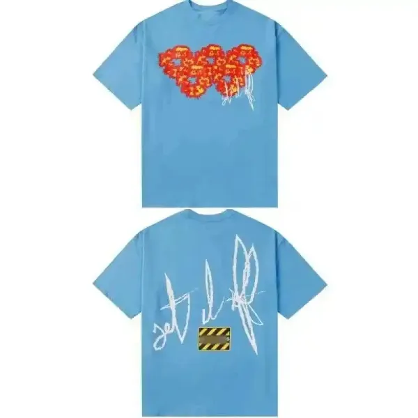 Design Floral Heart Graphic T-Shirt Light Blue - 1