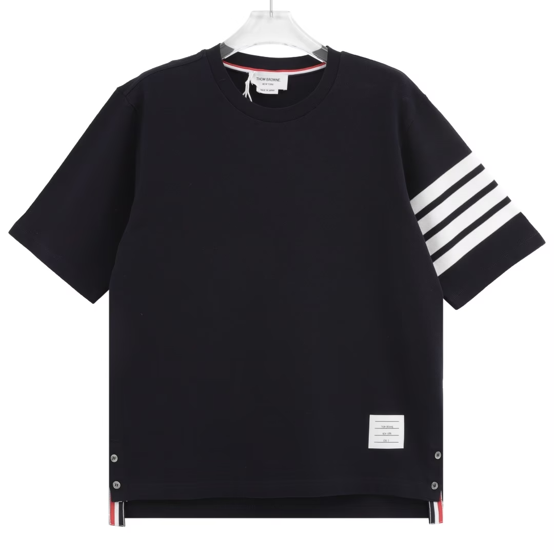 Thom Browne Classic Four-Bar Stripe Polo Navy Polo Shirt - 11