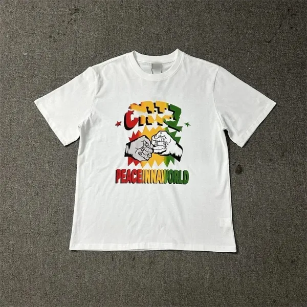 Design Peace Inna World Graphic Print White T-Shirt T-Shirts - 1