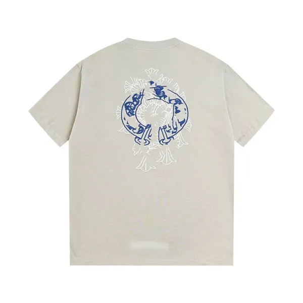 Design Floral Motif Graphic T-Shirt Beige - 1