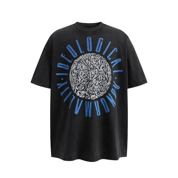 Design Ideological Anormality Graphic T-Shirt Black Tops.t Shirts - 1