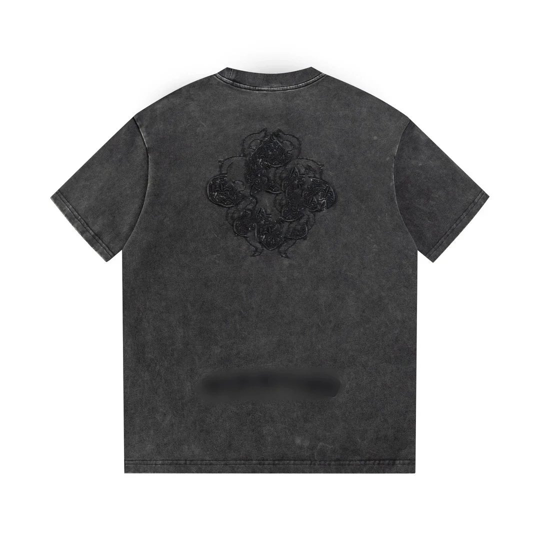 Design Floral Print Distressed Short-Sleeve Shirt Black - 6