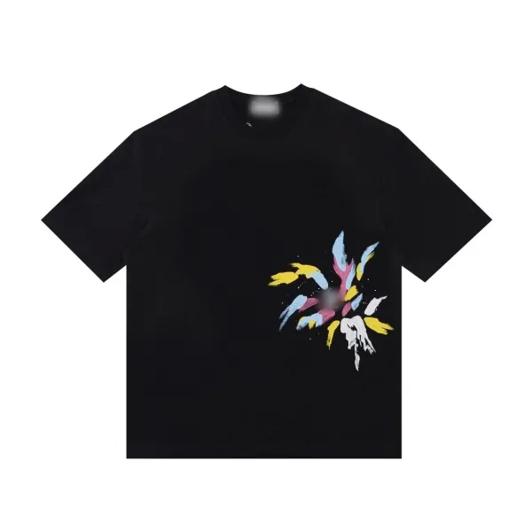 Design Abstract Splash Print Black T-Shirt - 1