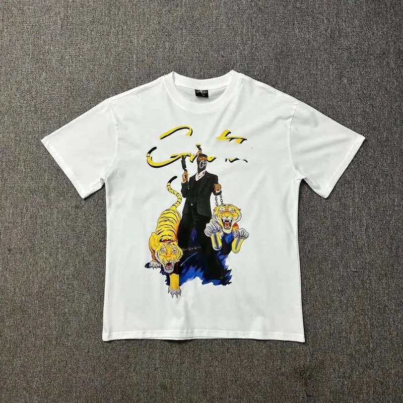 Design Graphic Tiger Print White T-Shirt