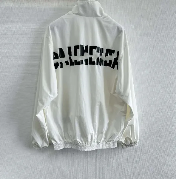 Balenciaga Distorted Logo Windbreaker White Jacket Outerwear.windbreaker - 1