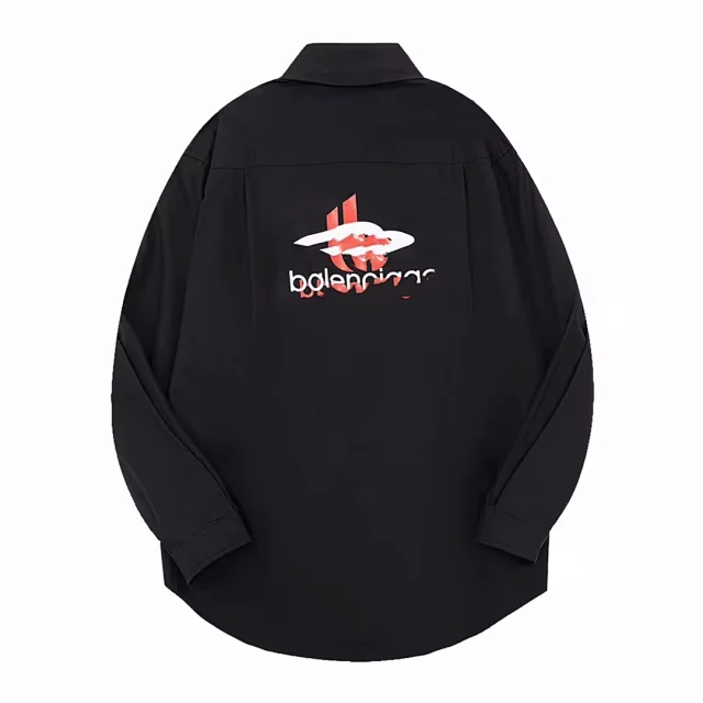 Balenciaga Shirts Logo-Print Long-Sleeve Button-Front Shirt product detail image 4