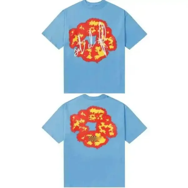 Design Cloud Explosion Graphic T-Shirt Light Blue - 1