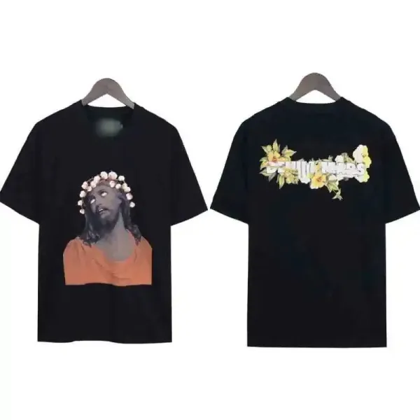 Design Jesus Floral Print Black T-Shirt - 1