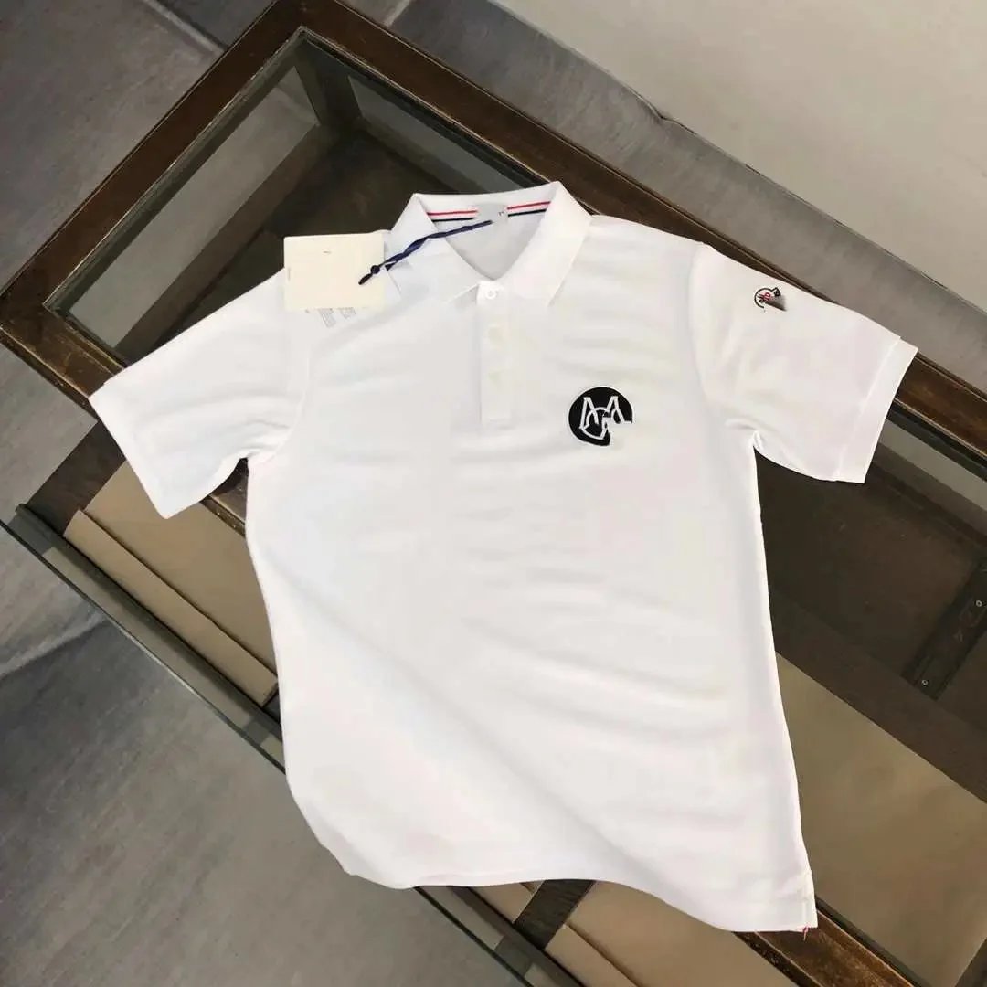 Moncler Logo Embroidered White Polo Shirt