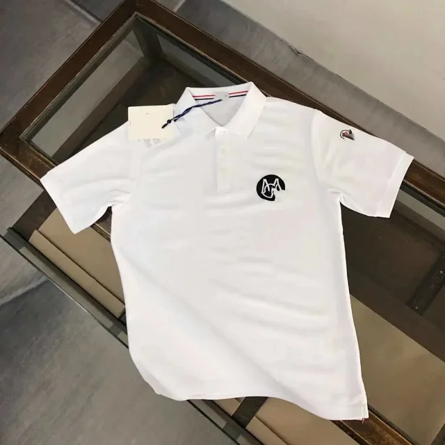 Moncler T-Shirts Short-Sleeve Polo Shirt with Contrast Trim and Logo Patches product detail image 6