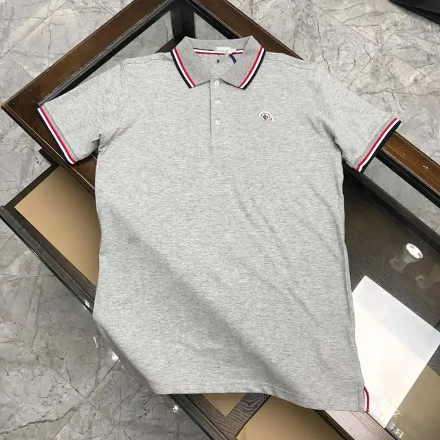 Moncler T-Shirts Short-Sleeve Polo Shirt with Contrast Trim and Logo Patches product detail image 12