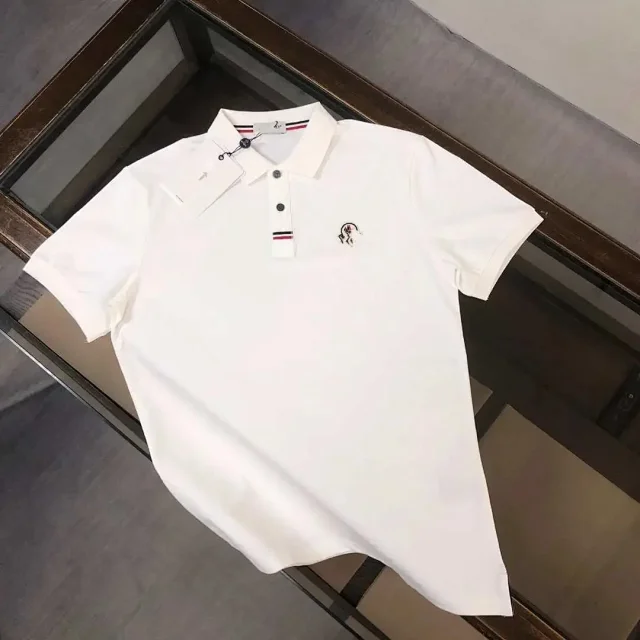 Moncler T-Shirts Short-Sleeve Polo Shirt with Contrast Trim and Logo Patches product detail image 16