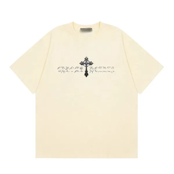 Chrome Hearts Cross Embroidered Cream T-Shirt - 1