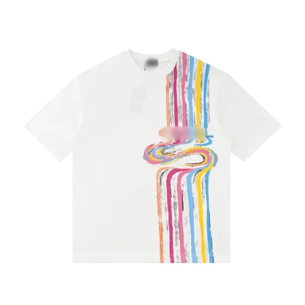 Design Abstract Brushstroke Print White T-Shirt - 1