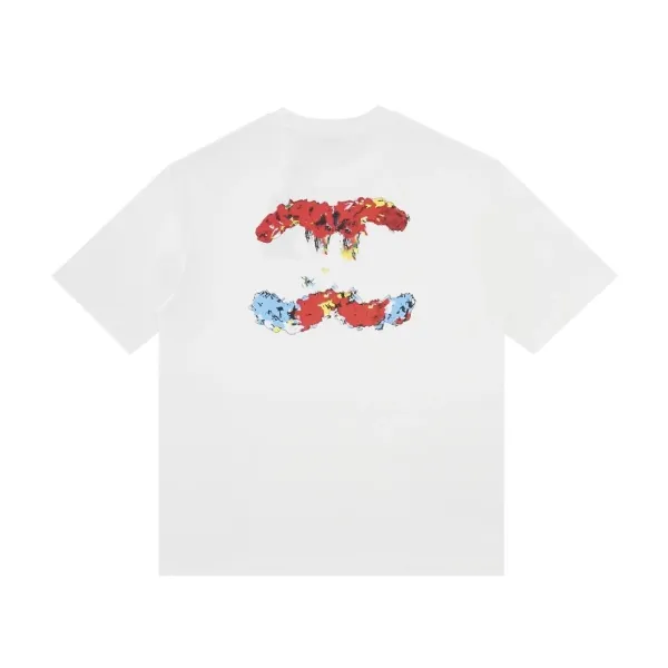 Design Abstract Floral Print White T-Shirt - 1