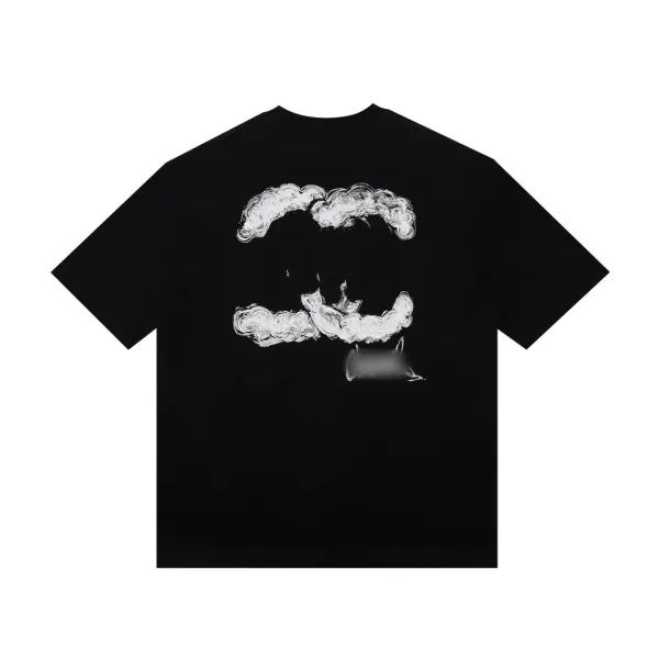 Design Cloud Motif Graphic T-Shirt Black - 1