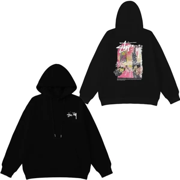 Stüssy Graphic Print Hoodie Black - 1