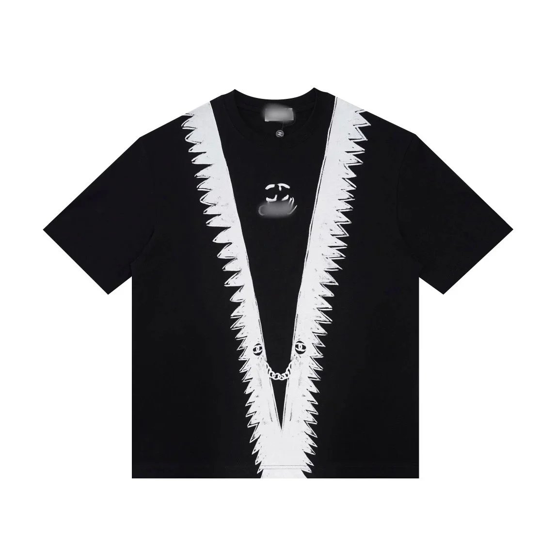Chanel Graphic Zipper-Print Black T-Shirt
