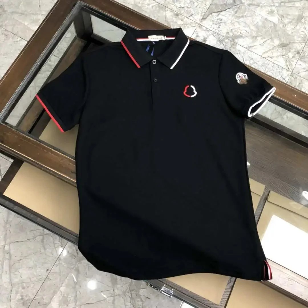 Moncler Polo Black with Red and White Trim Polo Shirt