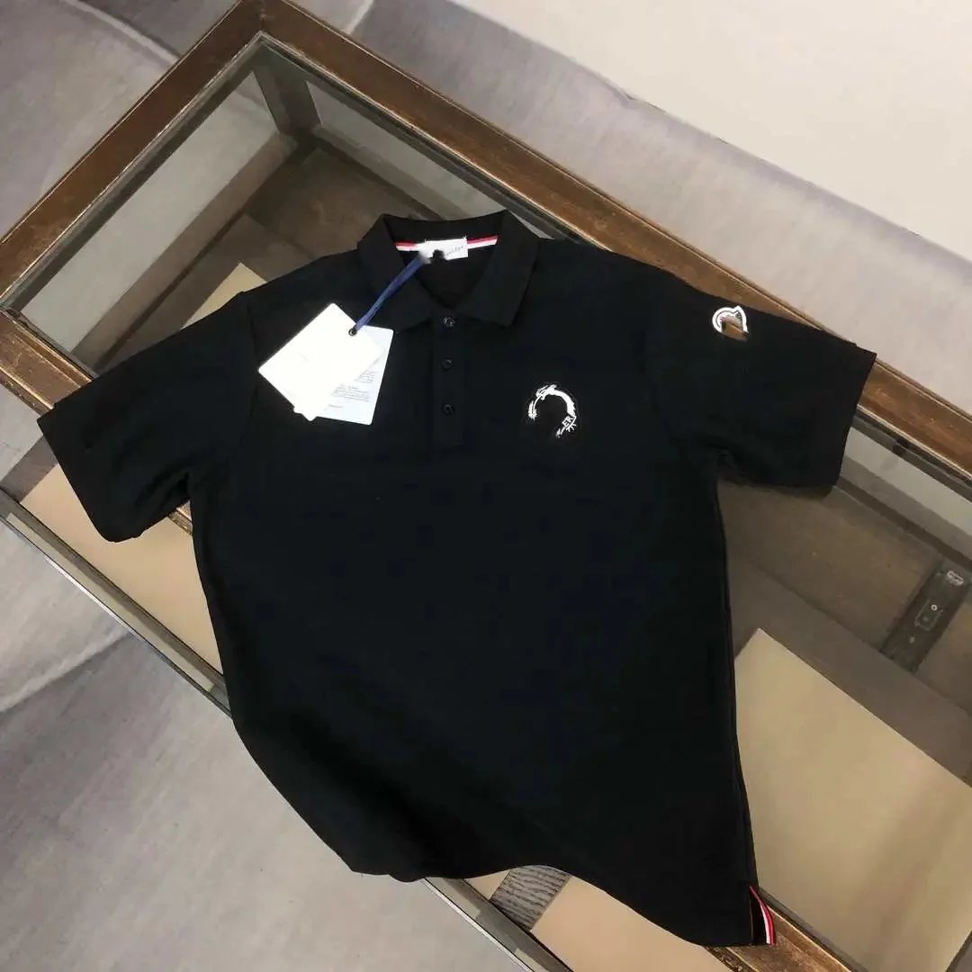 Moncler Genius Polo Black Embroidered Logo Polo Polo Shirt